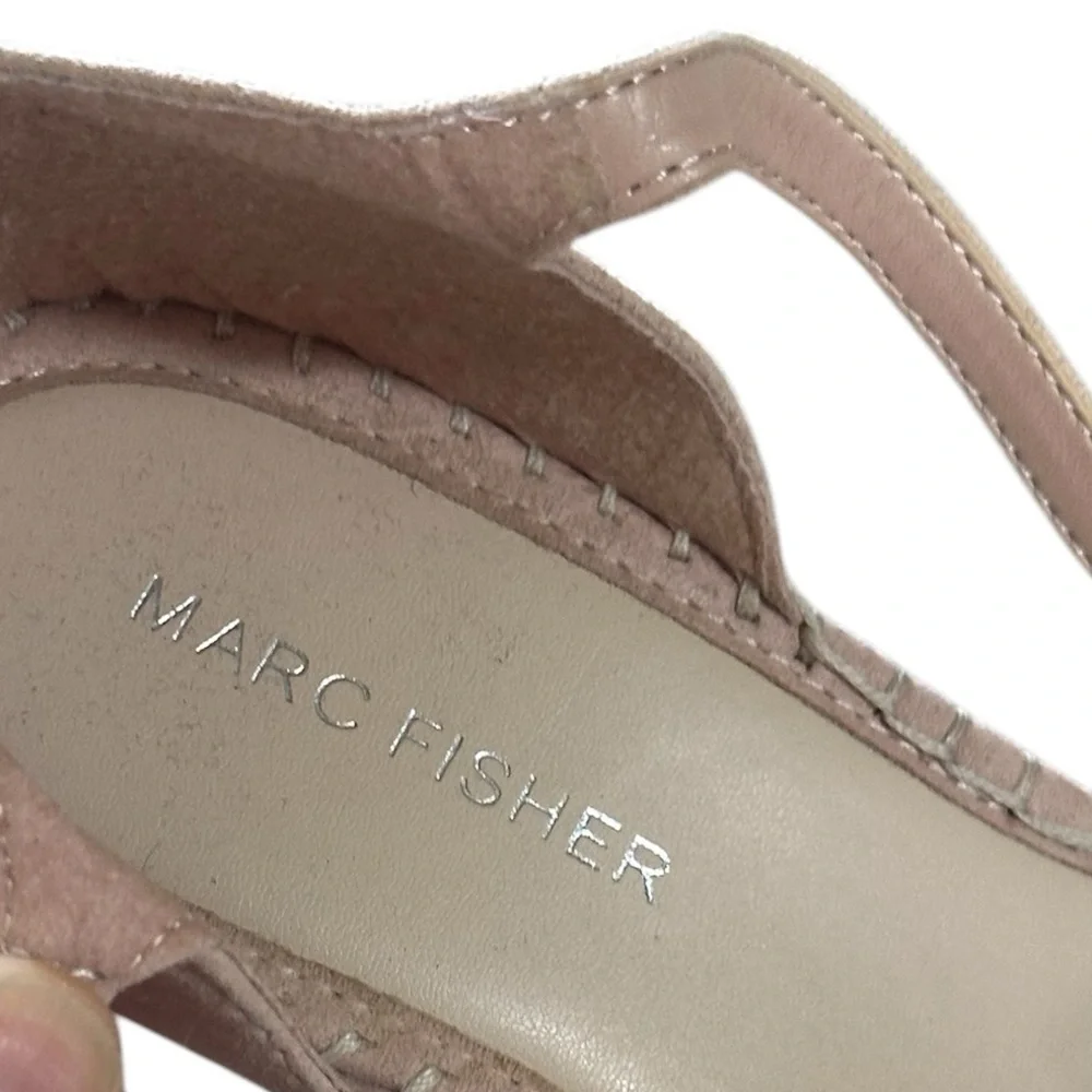Marc Fisher Kadria Kickoff Suede Open Toe Espadrille Wedge Heeled Sandal Sz 9.5
